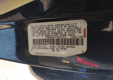 1996 Lexus Ls 400 from USA, damaged, VIN JT8BH22FXT0047473